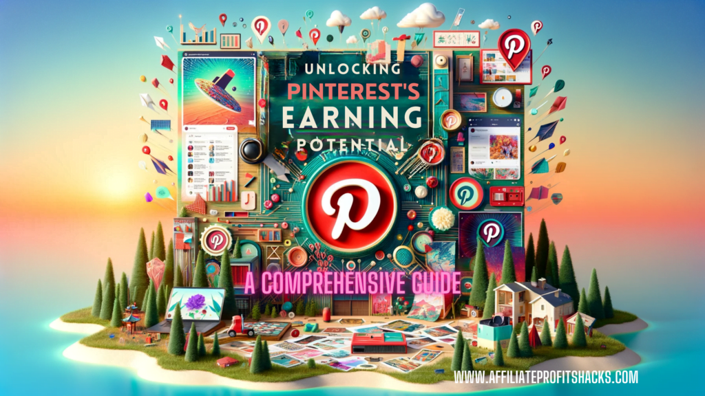 "Article title 'Unlocking Pinterest's Earning Potential: A Comprehensive Guide' displayed on a vibrant, Pinterest-themed collage."