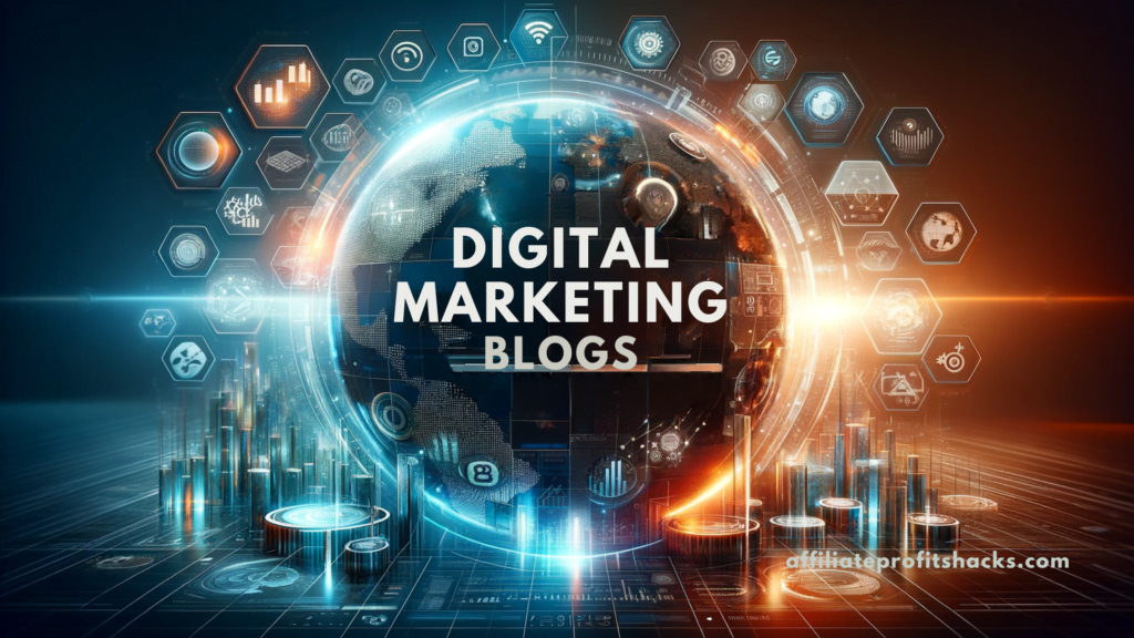 Landscape image featuring the text 'Digital Marketing Blogs' prominently, symbolizing the vibrant world of digital marketing.