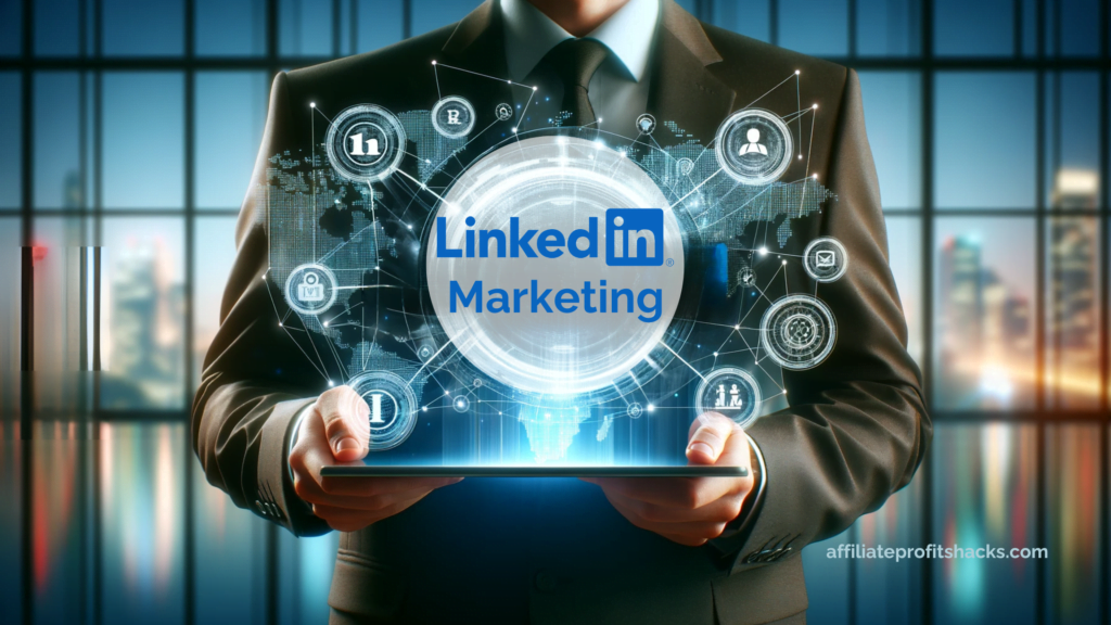 "Professional LinkedIn Marketing Themed Image with Bold Text"