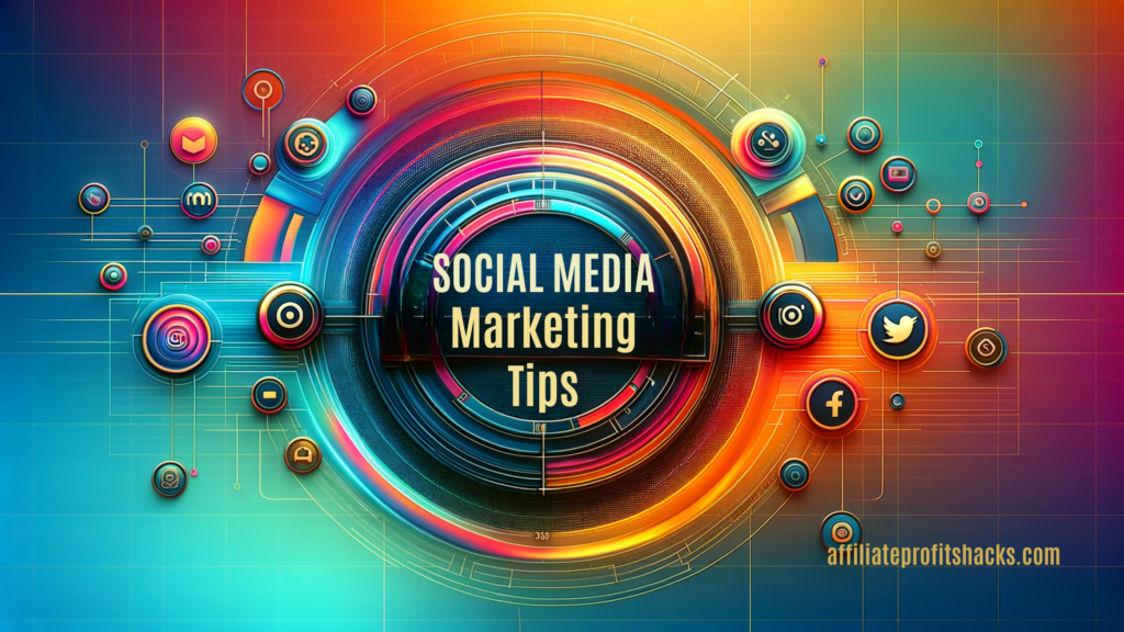 Colorful banner featuring the text 'Social Media Marketing Tips' against a modern, non-futuristic background with subtle social media icons.