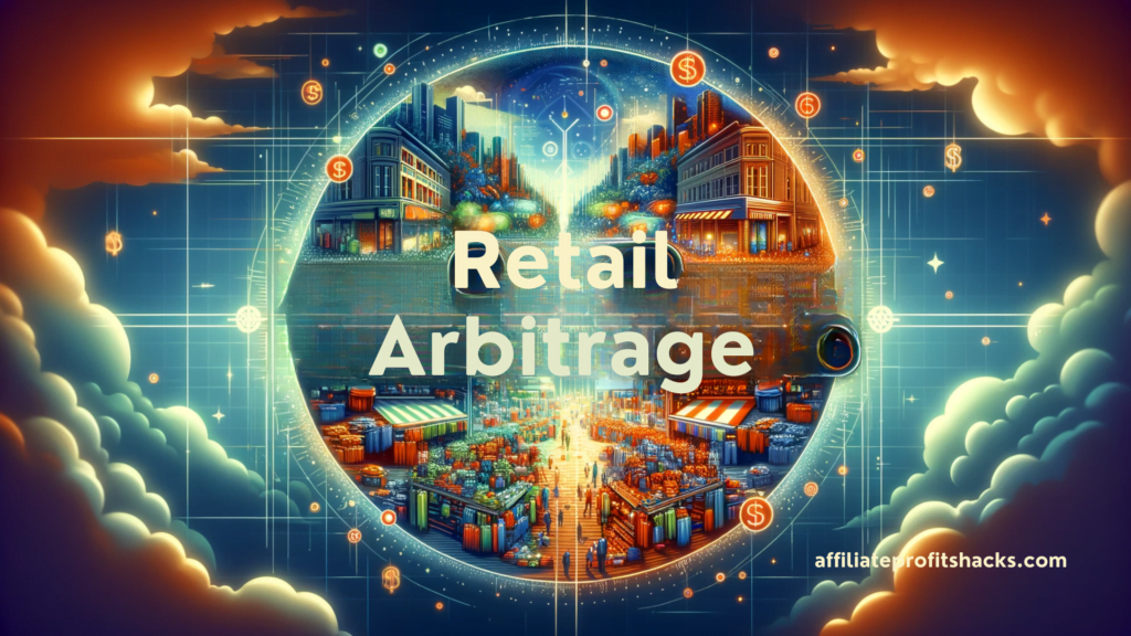 A vibrant and engaging image depicting the concept of retail arbitrage, with the phrase 'Retail Arbitrage' prominently featured.