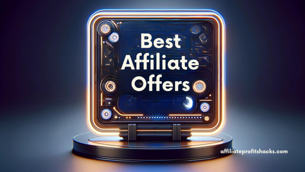 "3D billboard displaying the text 'Best Affiliate Offers' in bold, set against a clear sky background."