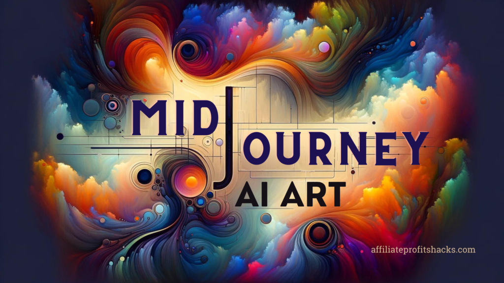 Text "Midjourney AI Art" displayed prominently over a subdued artistic background, embodying the theme of art innovation without a futuristic feel.