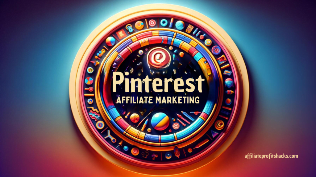 "Colorful promotional image featuring the text 'Pinterest affiliate marketing' centered against a vibrant, non-futuristic background."