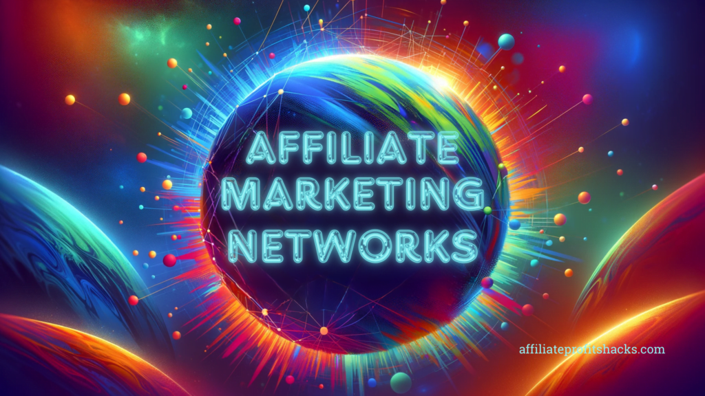 Colorful landscape image with the text 'Affiliate Marketing Networks' prominently displayed.