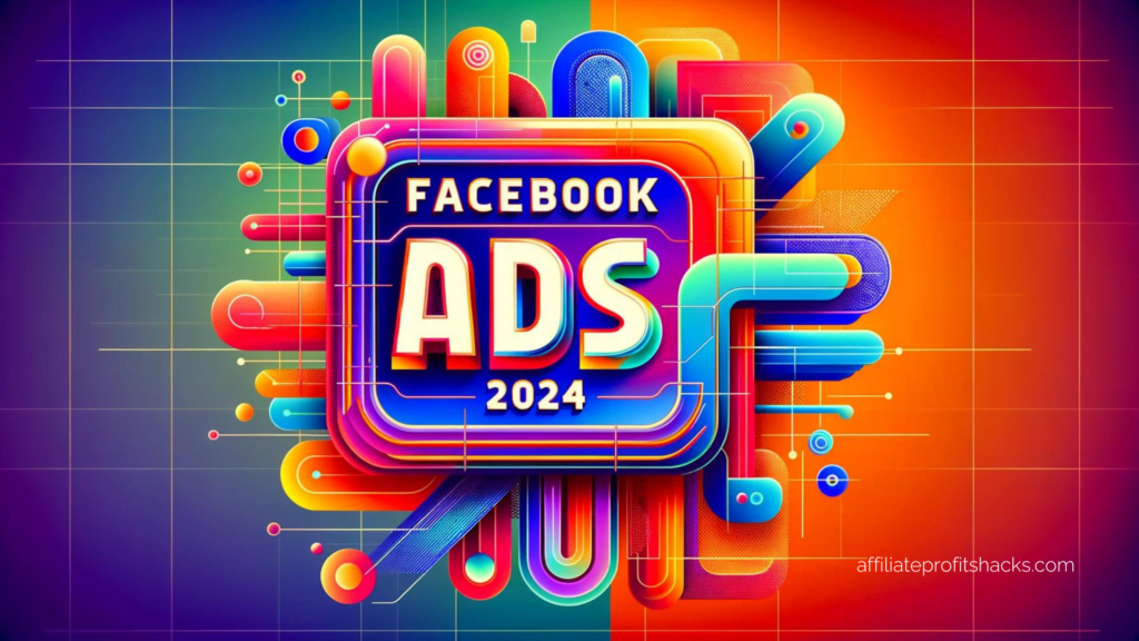 "Colorful image featuring the text 'Facebook Ads 2024' prominently displayed against a vibrant, modern background."