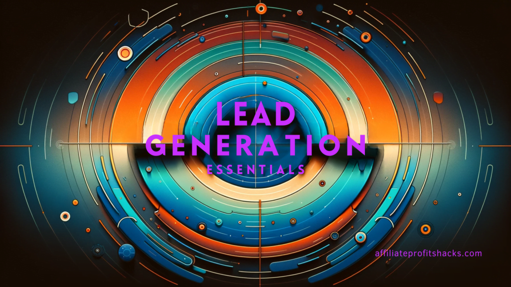 Colorful landscape image with the text "Lead Generation Essentials" prominently displayed.
