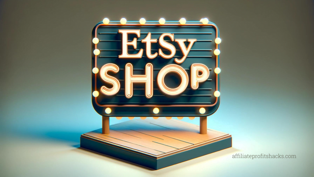 "Etsy Shop" displayed on a 3D billboard, inviting entrepreneurs to start their journey.