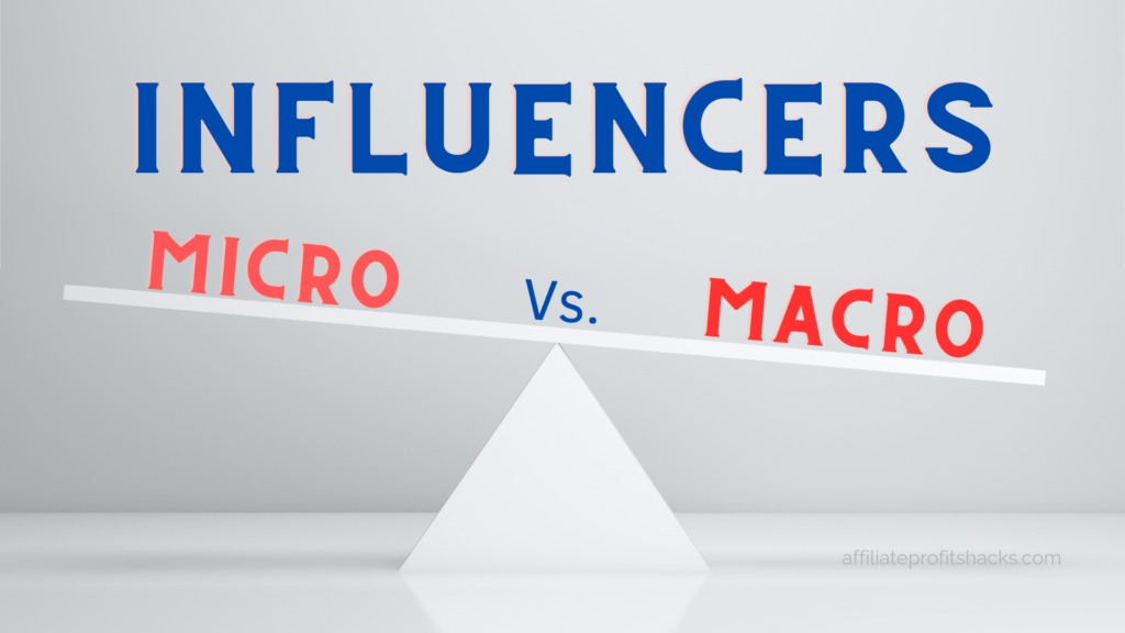 A white seesaw with the text "influencers micro vs macro" written on the plank.